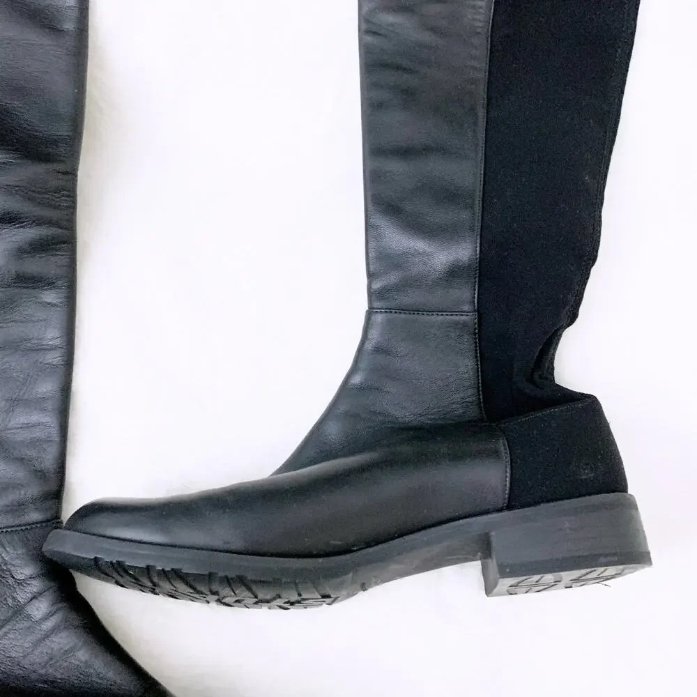 STUART WEITZMAN 5050 leather and stretch knee boots